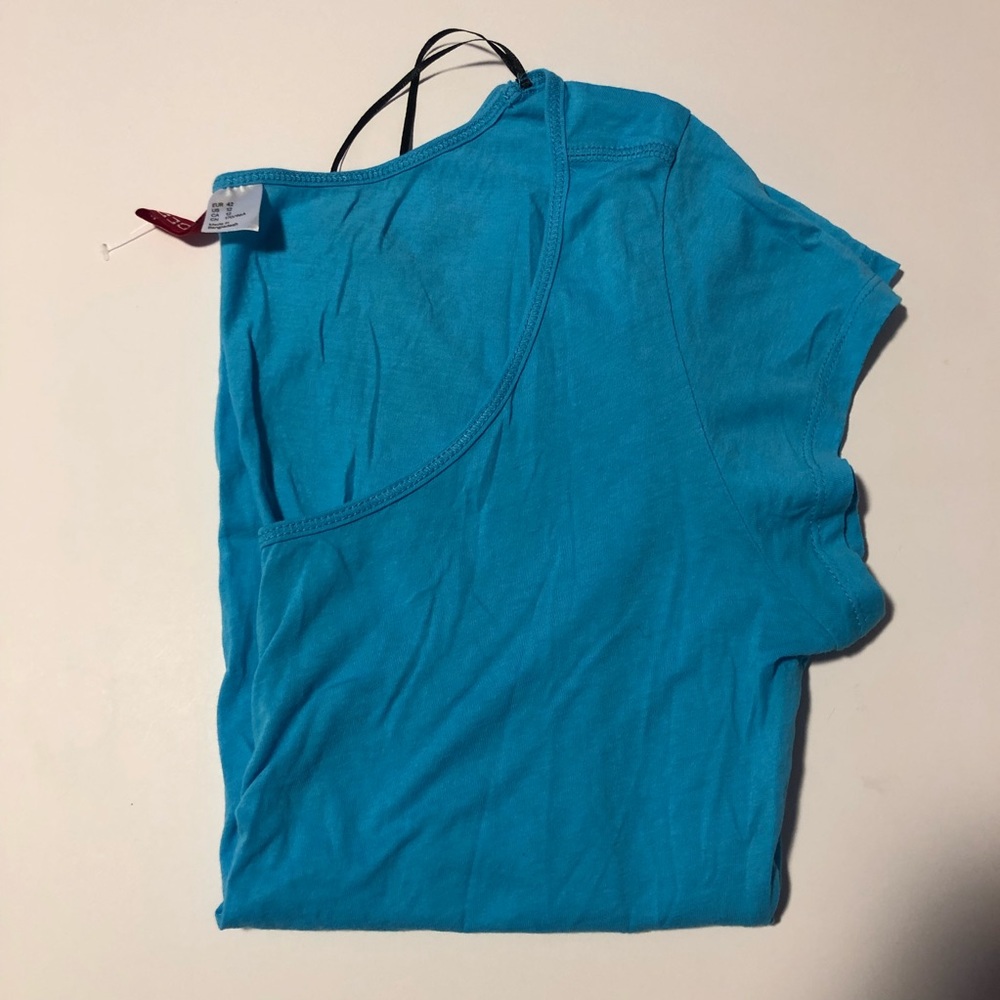 Divided Blue Scoop Neck Tee